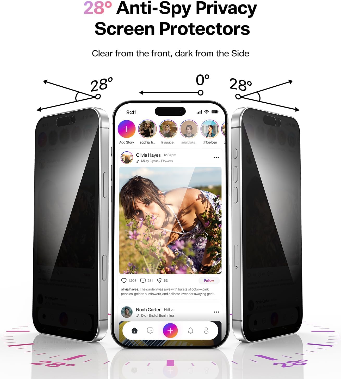 Meifigno Designed for iPhone 17 Pro Case with 2X Privacy Screen Protectors 6.3", [Glitter Card & Wrist Strap] [Compatible with MagSafe] Surround Lens Protection for 17 Pro Phone Case Women, Rose Gold - Image 6