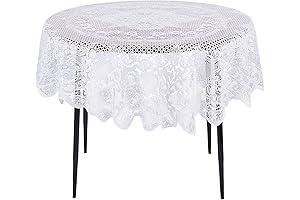 Stunning 59 Inch Round White Lace Tablecloth for Elegant Occasions
