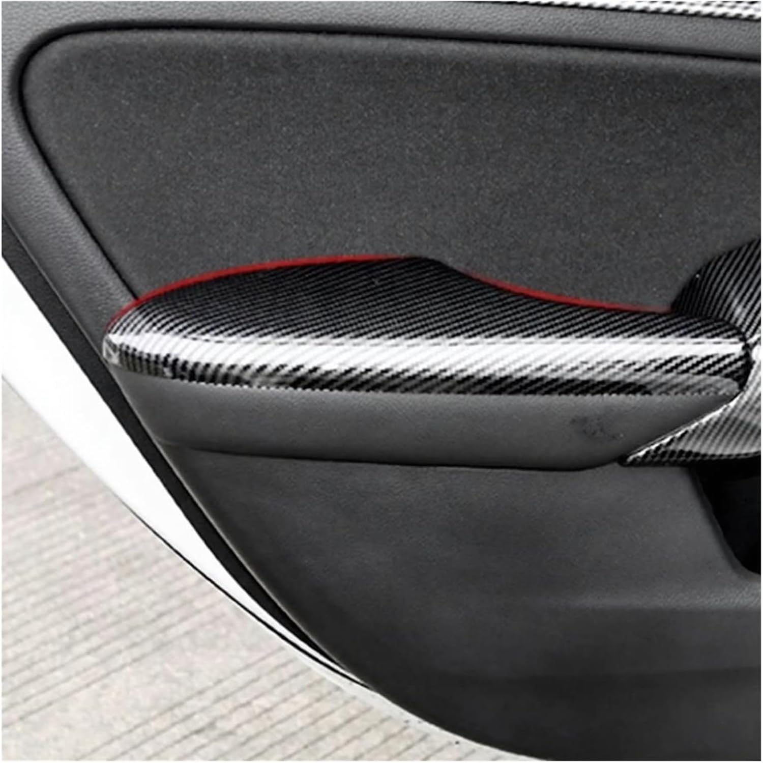 Compatible for Honda Civic 11th Gen 2022 2023 Carbon Fiber Car Door Armrest Panel Cover Trim Decorative Sticker Interior Accessories(ABS Red A)