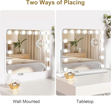 Hollywood Vanity Mirror with Lights, 50×42cm Lighted Makeup Mirror