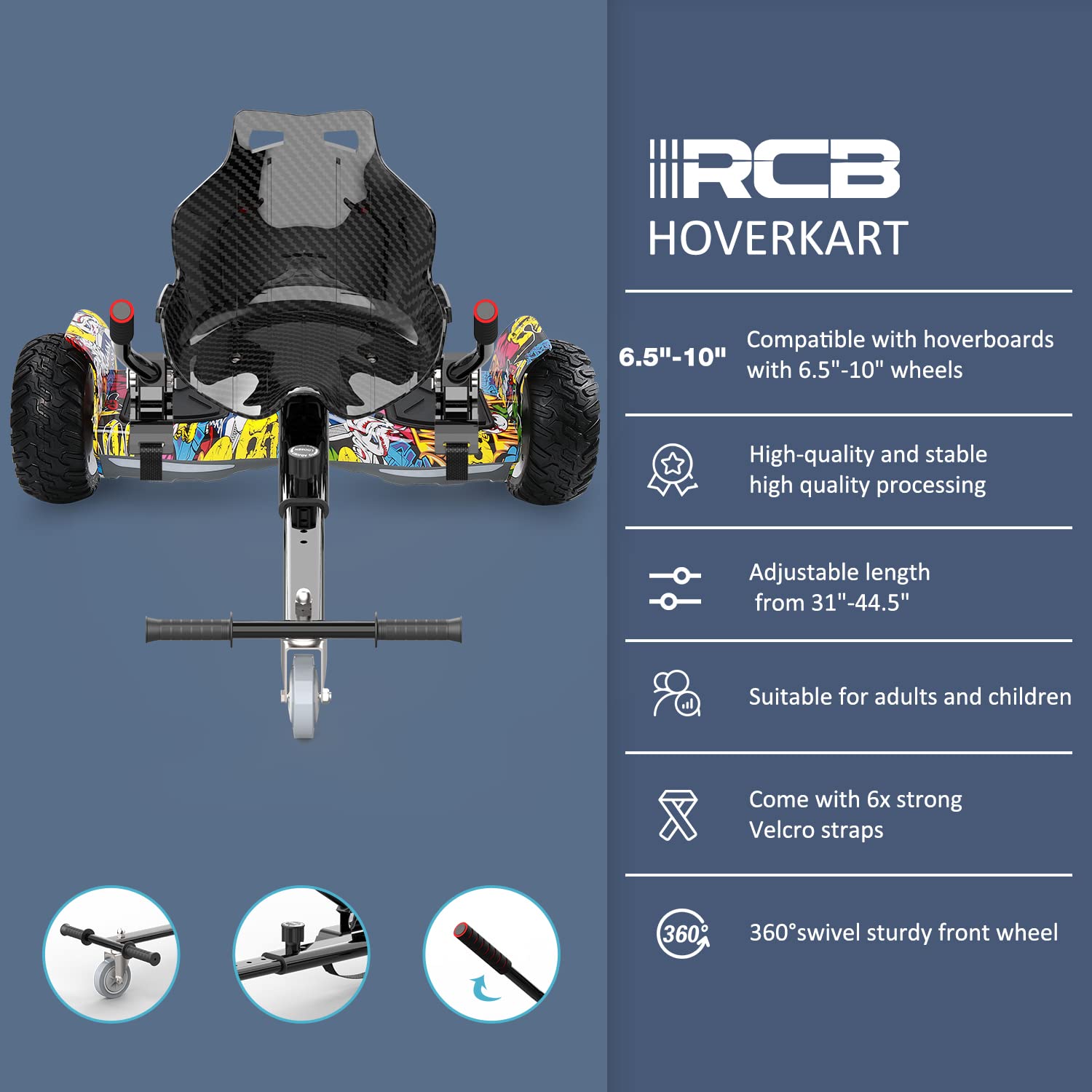 RCB Hoverboards SUV mit Sitz Off-Road, App-fähige Bluetooth Hoverboards, 8,5 '' Hummer + Hoverkart Go Kart für Self Balancing Scooter, Geschenk für Kinder