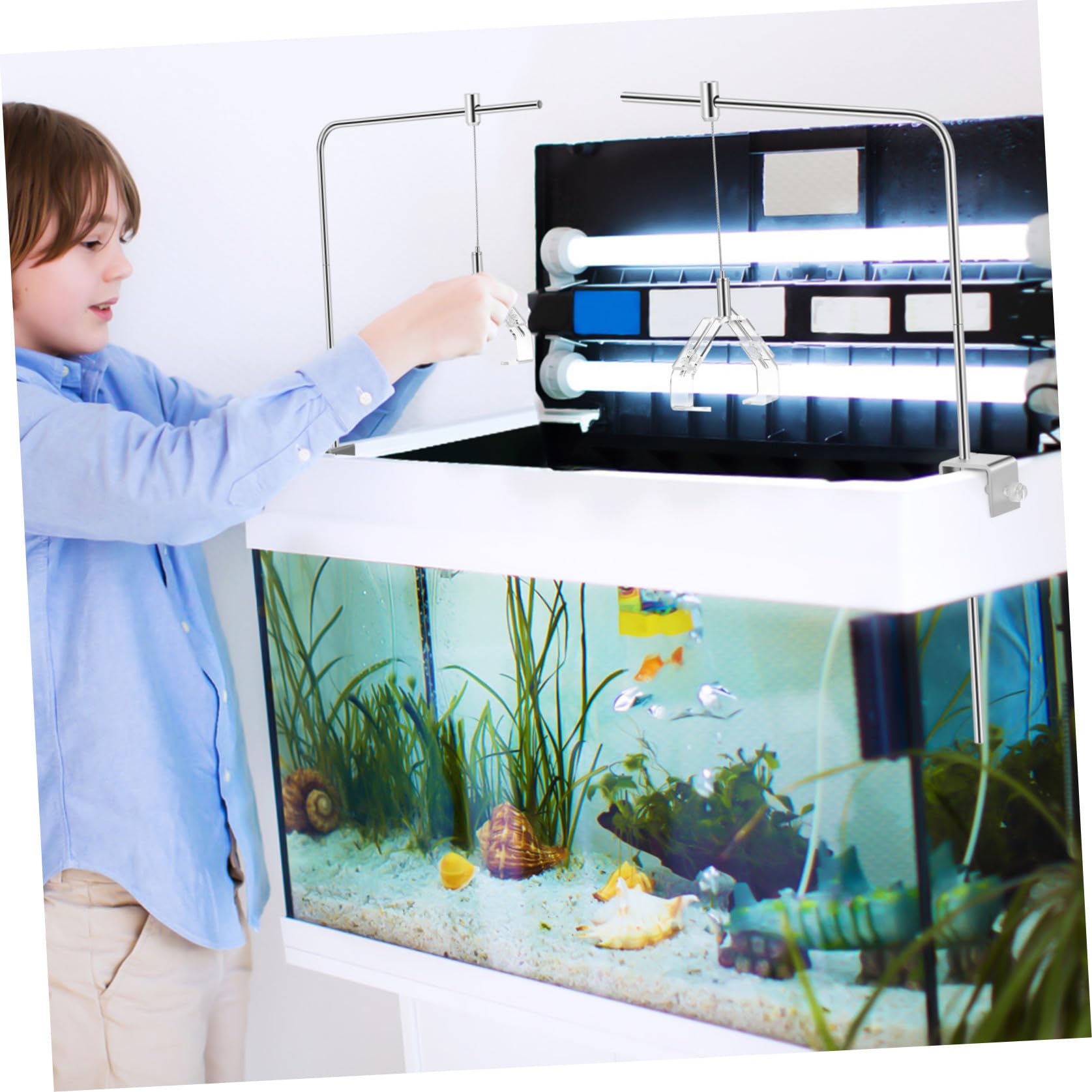 PRETYZOOM Soporte de Aleación de para Acuario de Luz Ajustable 2 Piezas Clip para Acuarios de Agua y Salada para Peceras