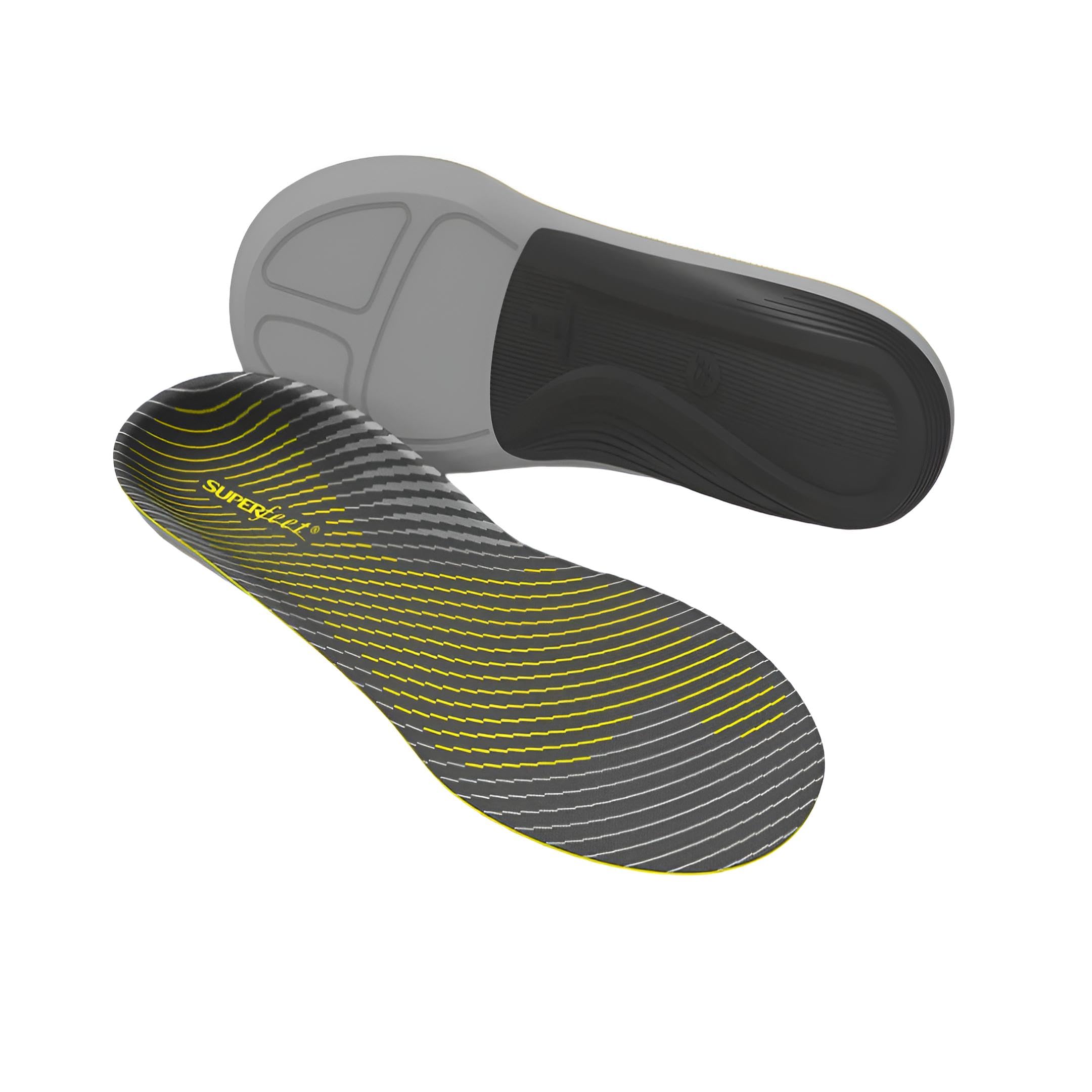 Superfeet Run Support Low Arch (V2) Insoles - Trim-to-Fit Carbon Fiber Orthotic Shoe Inserts for Running Shoes - Professional Grade - 13.5-15 Men 13.5-15 Men Gray
