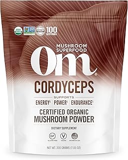 OM Mushroom Cordyceps Powder 7.05 oz (100 Servings) – Organic, Vegan, Non-GMO, Gluten-Free – Energy, Stamina & Endurance Support – Adaptogenic Superfood for Sports, Performance, Smoothies & Tea