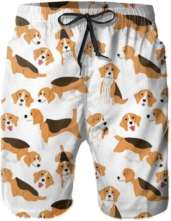 Beagle Dog Mens Casual Swim Trunks Quick Dry Beach Shorts Summer