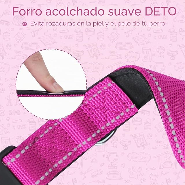 Foto 5 de 8 de Nobleza - 2× Collar Perro, Collar Nylon Reflectante Suave Acolchado para Perros, Ajustable Collar Perro…