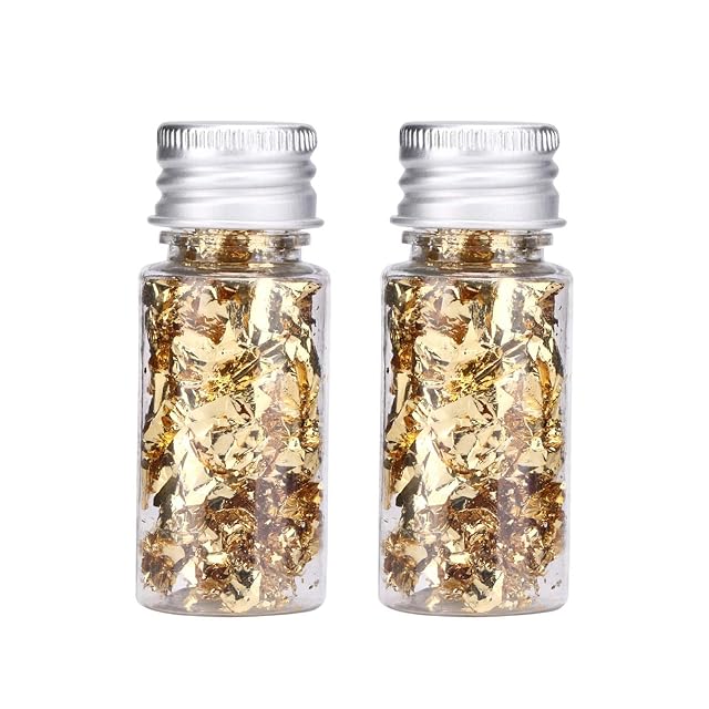 Lwuey Decorating Flakes Gold Leaf Cake Decoration Flake Goldlen Toppers Gilding Foil Decor Imitation Metallic Decorative Drink Cooking