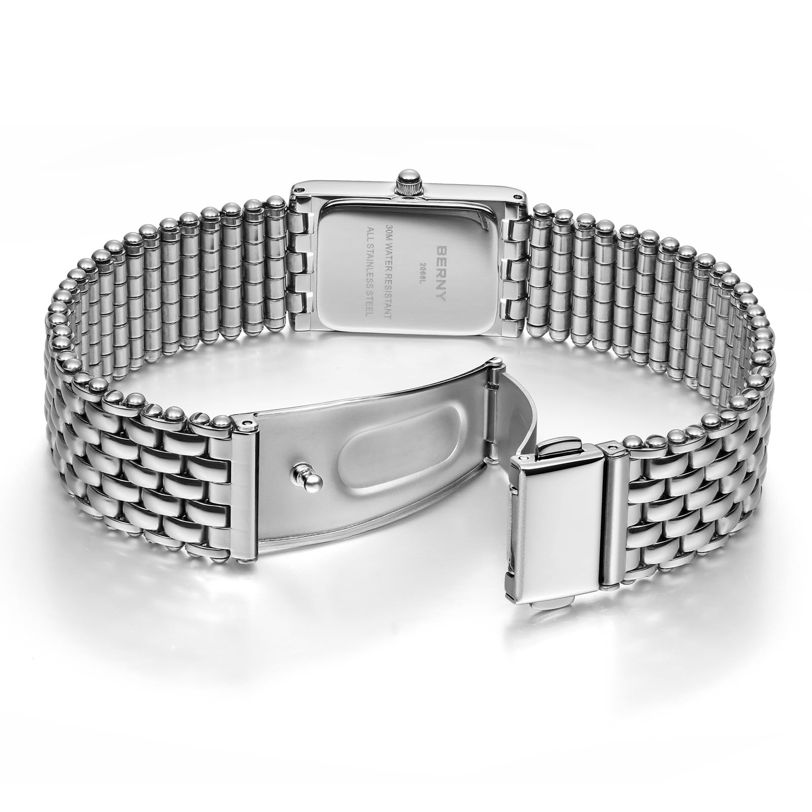 BERNY Relojes De Mujer Relojes De Cuarzo Reloj Plateado para Damas Pulsera De Moda Casual