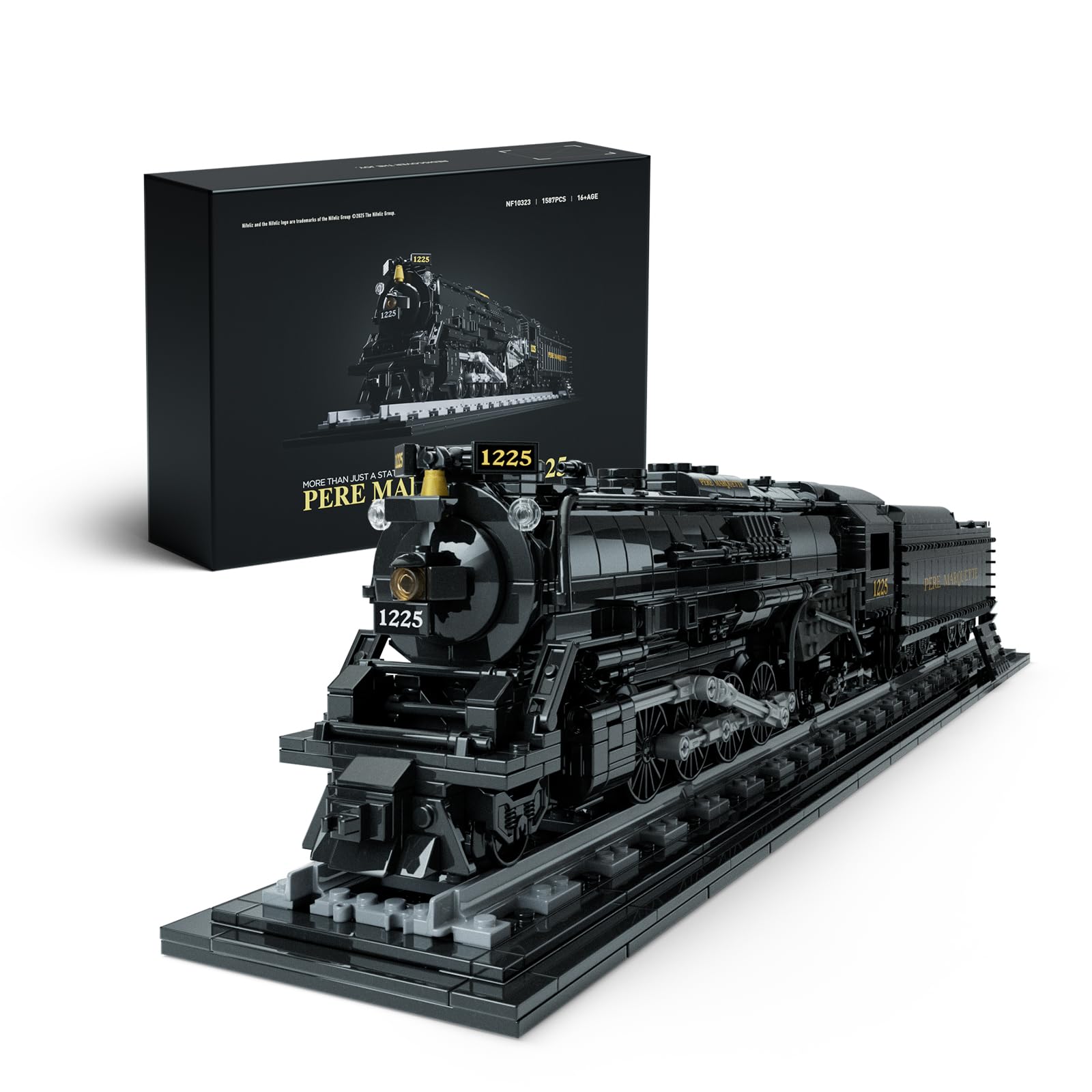 Nifeliz 1225 Train Sets de Jeux de Construction pour Adultes, Maquette de Locomotive à Vapeur, Décoration & Cadeau pour Hommes et Femmes (1,587 Pièces, NF10323)