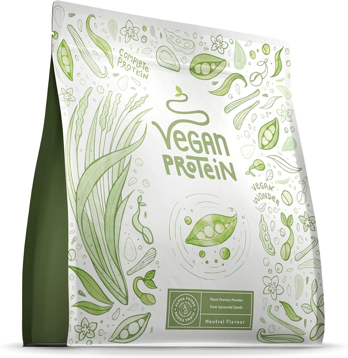 Veganes Proteinpulver | Neutral Ohne Süßungsmittel | 600g Eiweißpulver | Premiumqualität Protein | Made in Germany | Alpha Foods