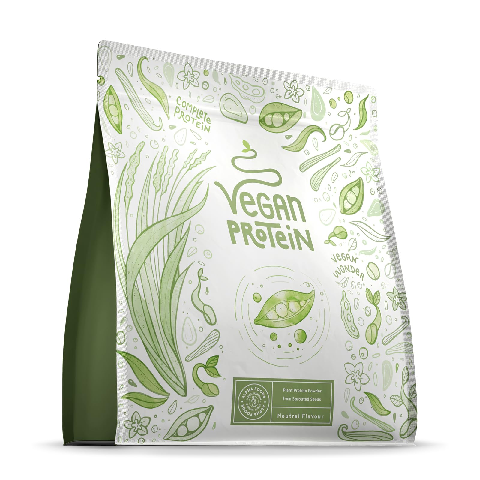Vegan Proteine en Poudre [600g] | Non Aromatisé | 23g Protein | Soja, Riz, Pois, Graines de Tournesol | Pre/Post Workout Proteines Musculation | Protéine Powder | Shake de Protéines | Alpha Foods