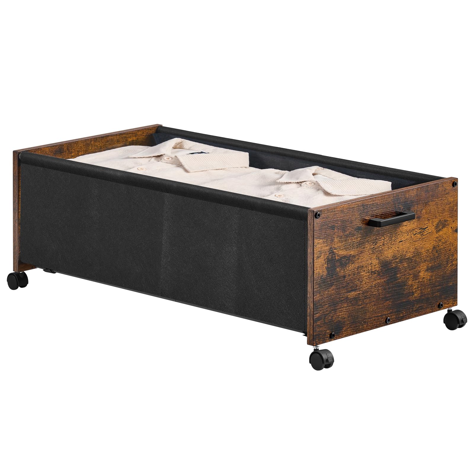 FOUCSSOMEIUnder Bed Storage with Wheels, Under Bed Storage Containers, UnderBed Drawers with Metal Frame, for Clothes Shoes Blanket