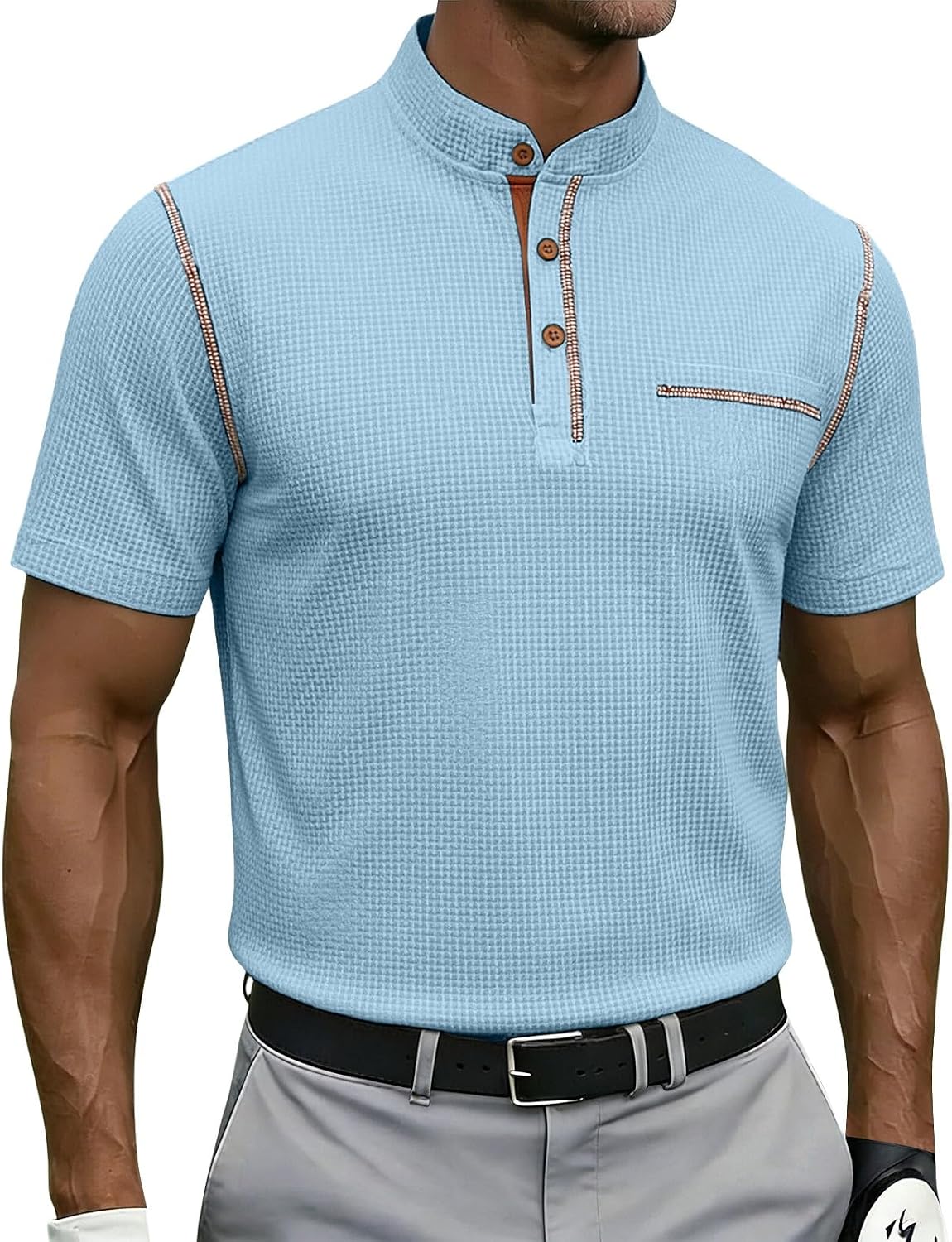 Short Sleeve Henley Shirts for Men Collared Tshirt Fashion Casual Tops Summer Clothes Vintage Business Golf Shirts