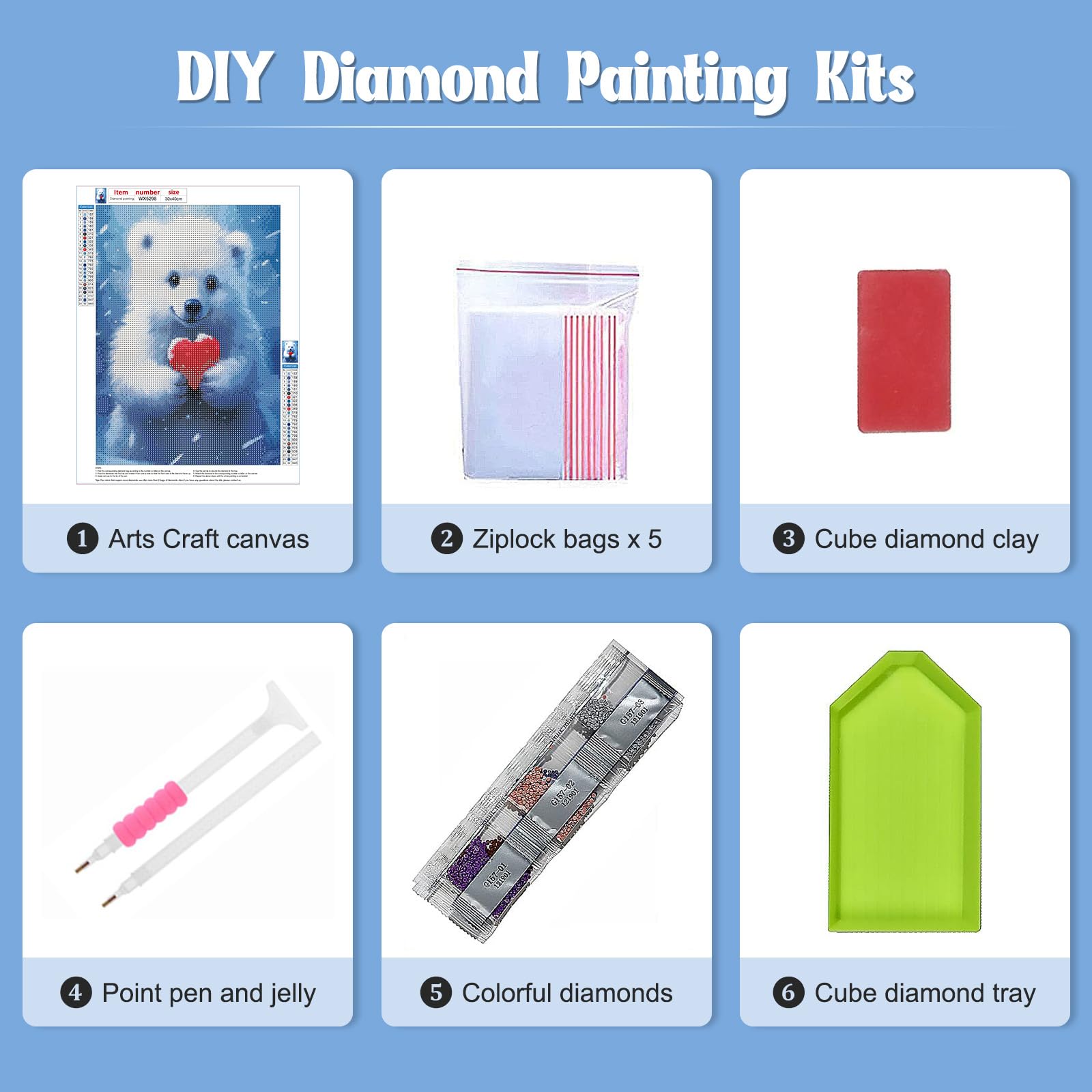 Kit Diamond Painting 5D Naimoer - Quadro Orso 30x40 Cm, Diamantini Resinati, Tela Pre-stampata, Attivit&agrave; Anti-stress Per Adulti E Bambini