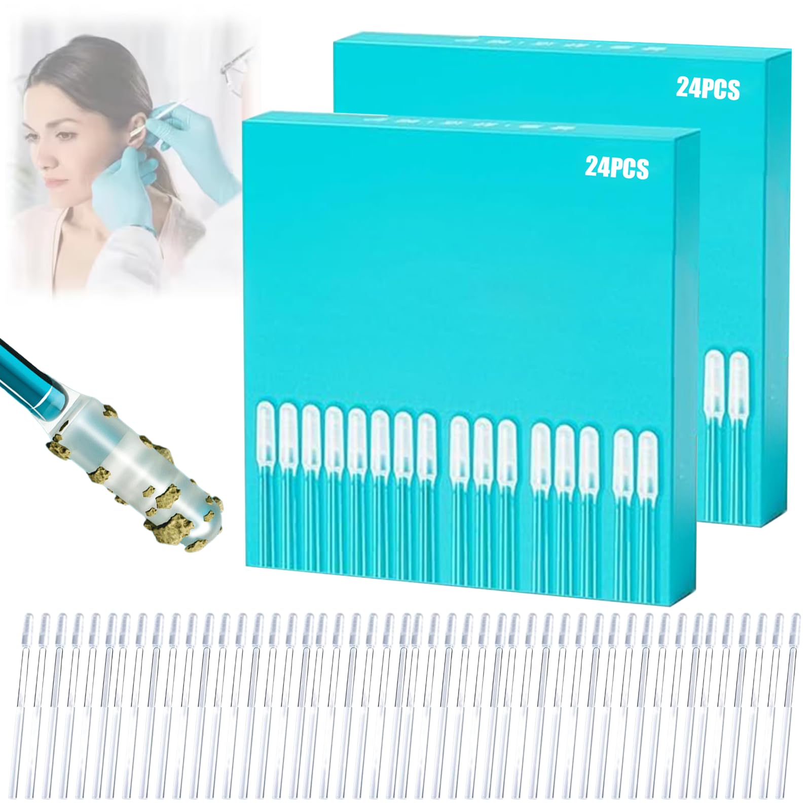 Gentle Ear Cleaning Sticky Stick Reusable Sticky Ear Cleaning Stick 24 Pack Adhesive Ear Wax Removal Tools Ear