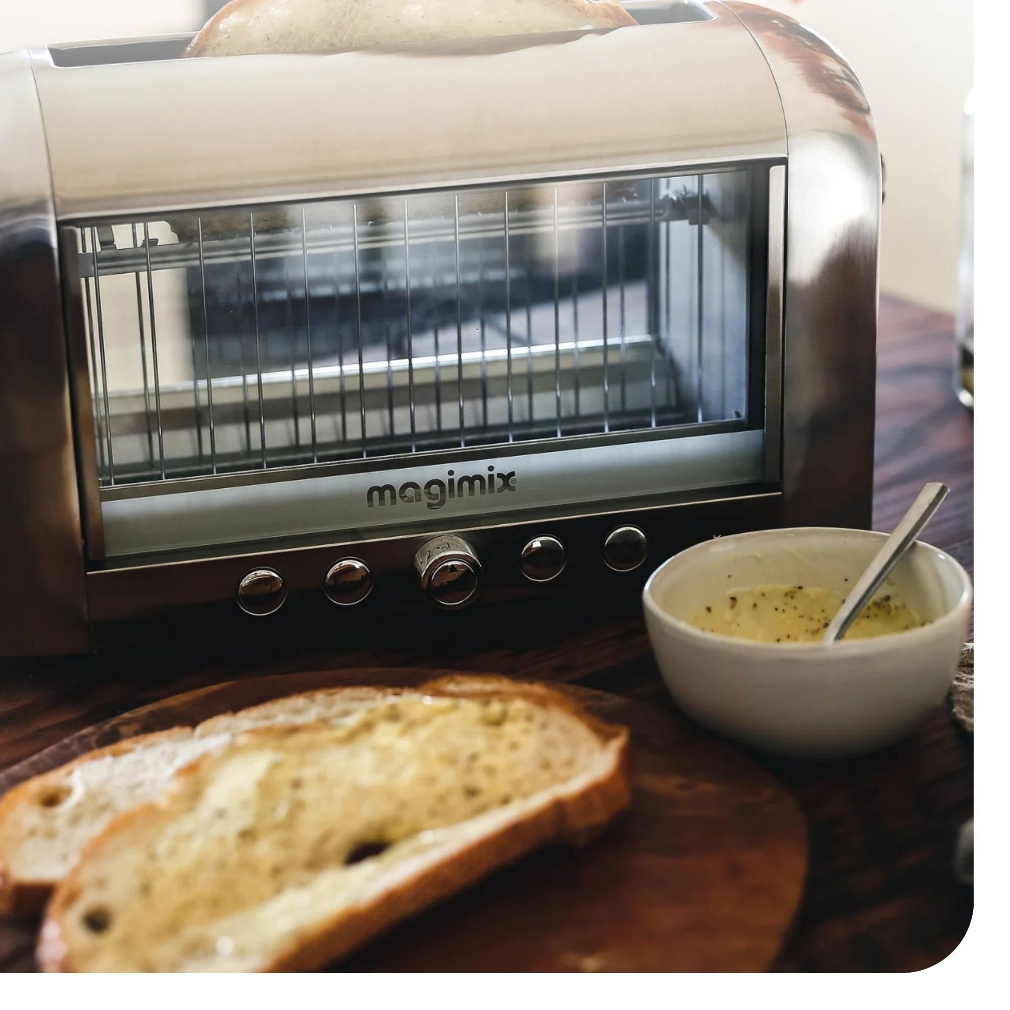 magimix Tostapane - Vision - Toaster con Finestra Panoramica in Vetro, 1450 W, Fessura XL, 4 Funzioni Automatiche, Resistenze al Quarzo Infrarosso, 8 Livelli di Doratura, Nero