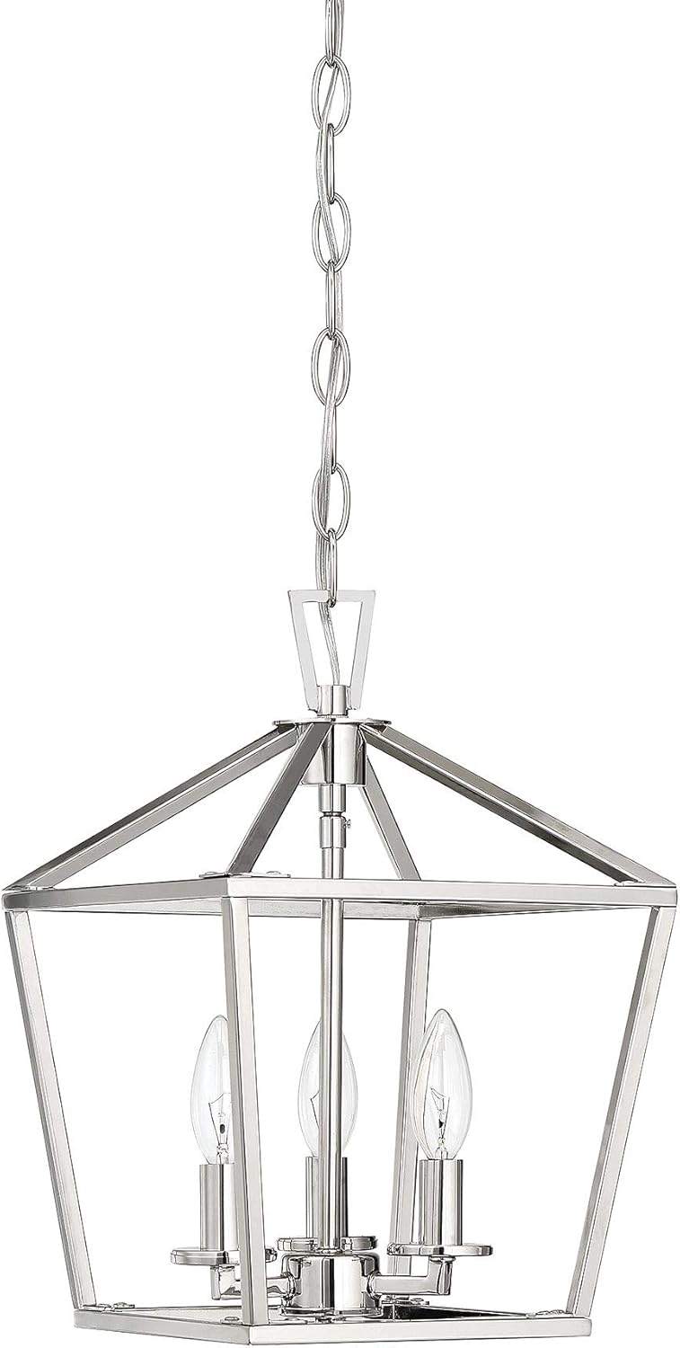 Savoy House 3-320-3-109 Townsend Open Frame Pendant Lantern Ceiling Light, 3-Light 180 Total Watts, 15" H x 10" W, Polished Nickel