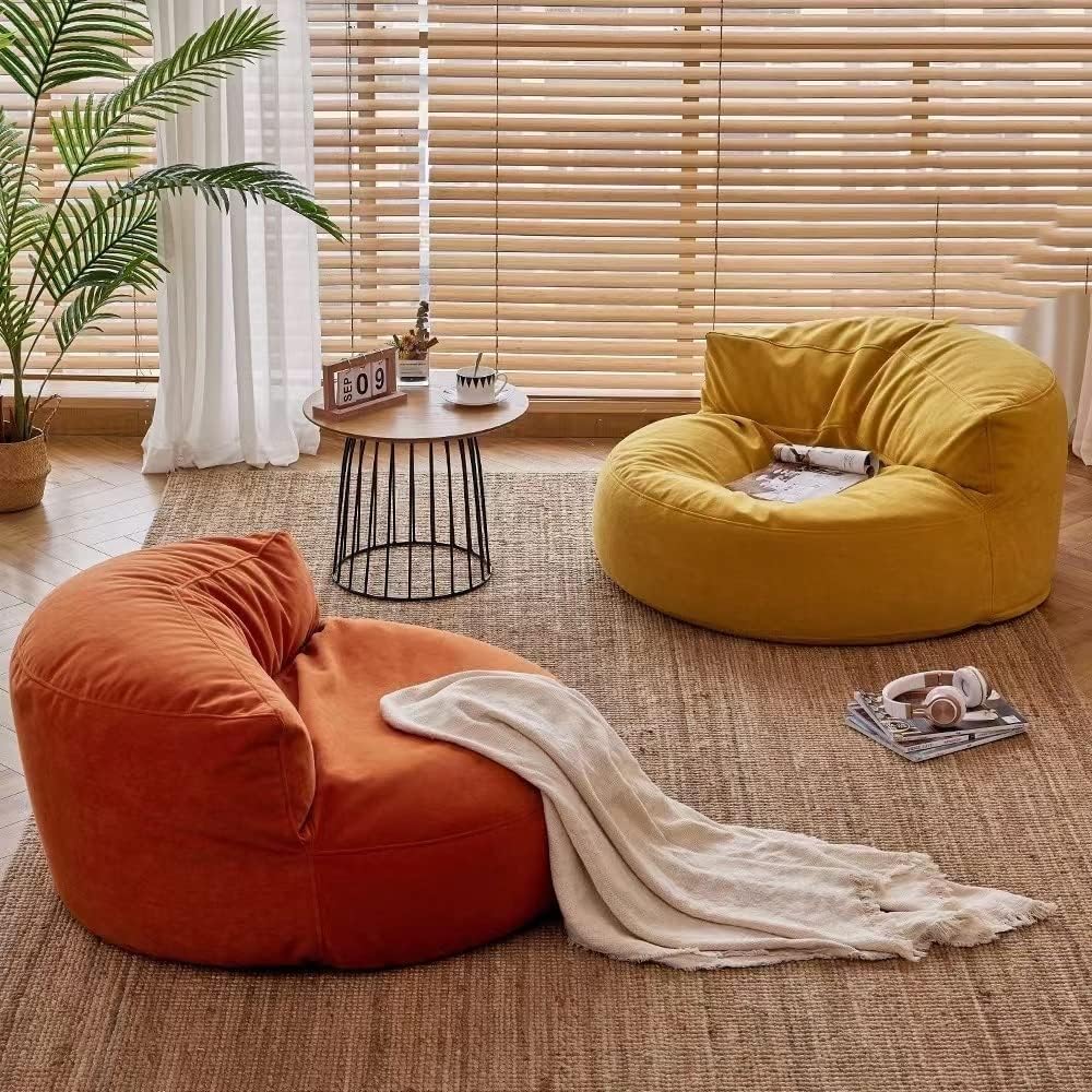 Bean Bags Bean Bag Chair Chenille Bean Bag Cover Washable Ultra Soft Pouf Ottoman No Filler Kids Adults Beanbag Chair Lazy Armchair Couch Floor Seating Living Room Furniture (Color : Ginger, Size :