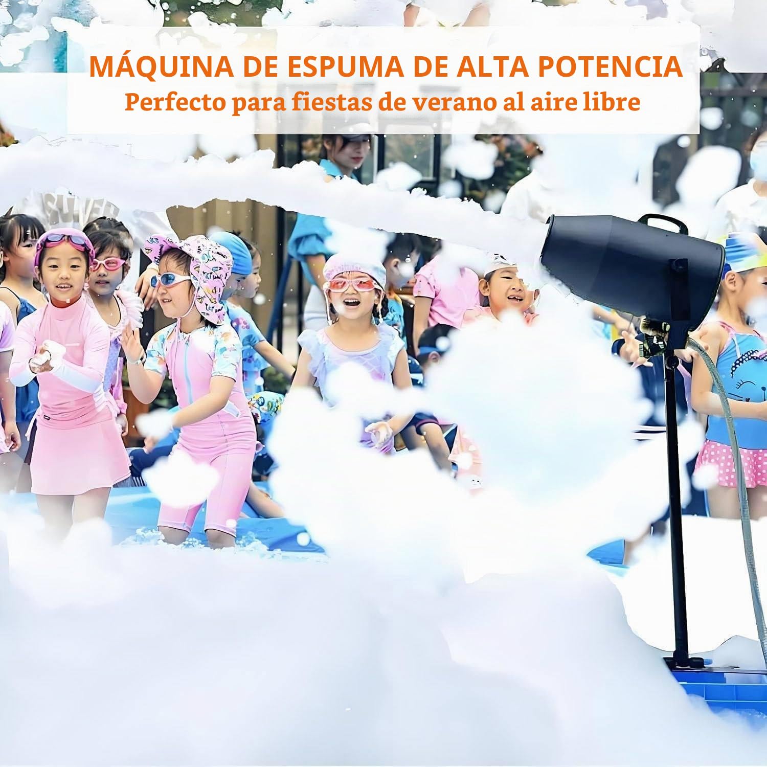 Máquina de Burbujas con cañón de Espuma, máquina de Espuma para escenarios Grandes, máquina de Espuma de 1000 W para Fiestas, máquina de Espuma con Chorro de Efecto de Escenario,Yellow