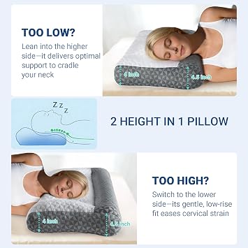 Favocama Cervical Pillow for Neck Pain Relief 26x15, Grey