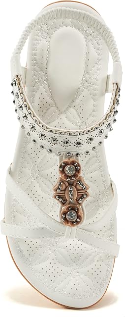 Femmes Sandales plates Confort Chaussures de marche Casual Beach Chaussures Dressy Summer Jeweled Bohemian Appartements pour femme