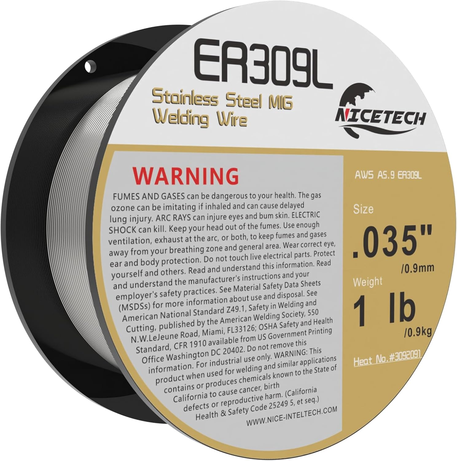 ER309L Stainless Steel MIG Welding Wire .035" Diameter 1 Pound Spool