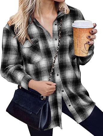 Amazon.com: BTFBM - Camisa tipo chaqueta de manga larga para mujer, con  botones y bolsillos, holgada, casual, de franela, para otoño : Ropa,  Zapatos y Joyería