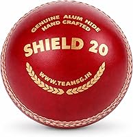 SG Cricket Shield 20 Premium Leather Ball - Waterproof, Durable Red Cricket Ball for Consistent Bounce & Grip