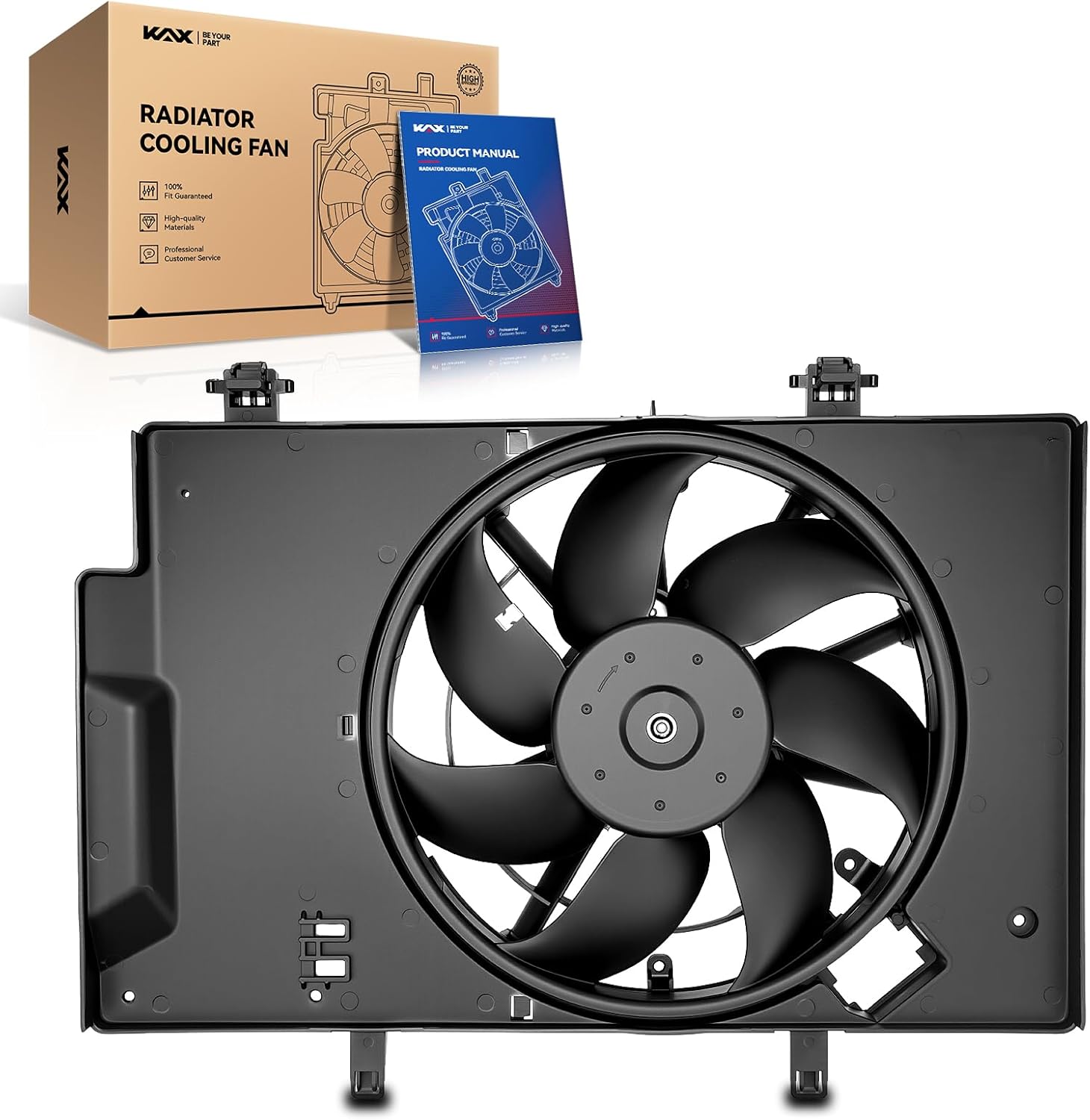 KAX Engine Radiator Cooling Fan, Compatible with 2011-2013 2018-2019 Fiesta, 2014-2017 Fiesta 1.6L, 2014-2017 Fiesta 1.6T, Replace # 8V5Z8C607Q, BE8Z8C607A, BE8Z8C607B, FO3115186