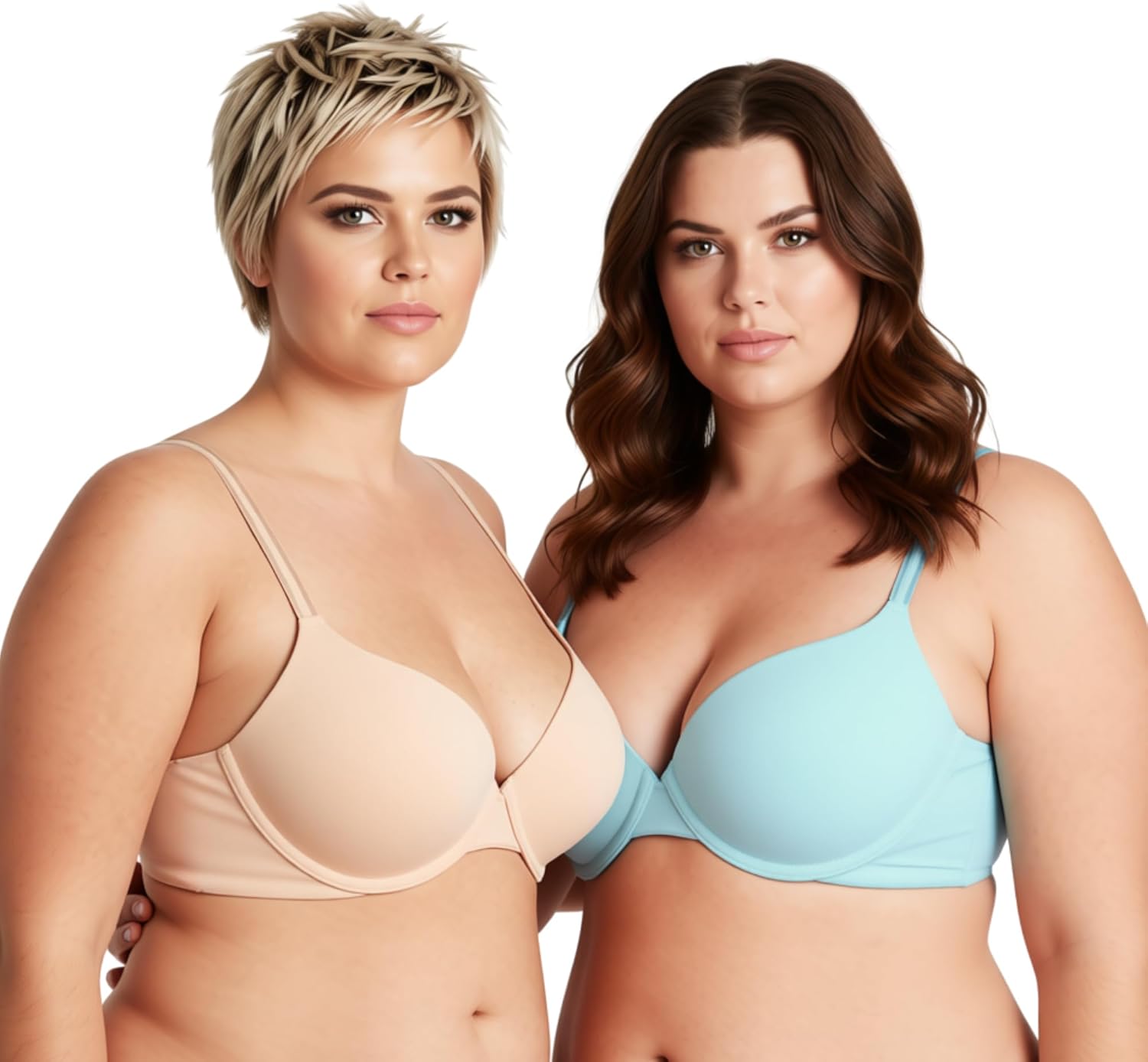 Curve Muse Women's Light Lift Add 1 Cup Push Up Underwire Convertible Tshirt Bra