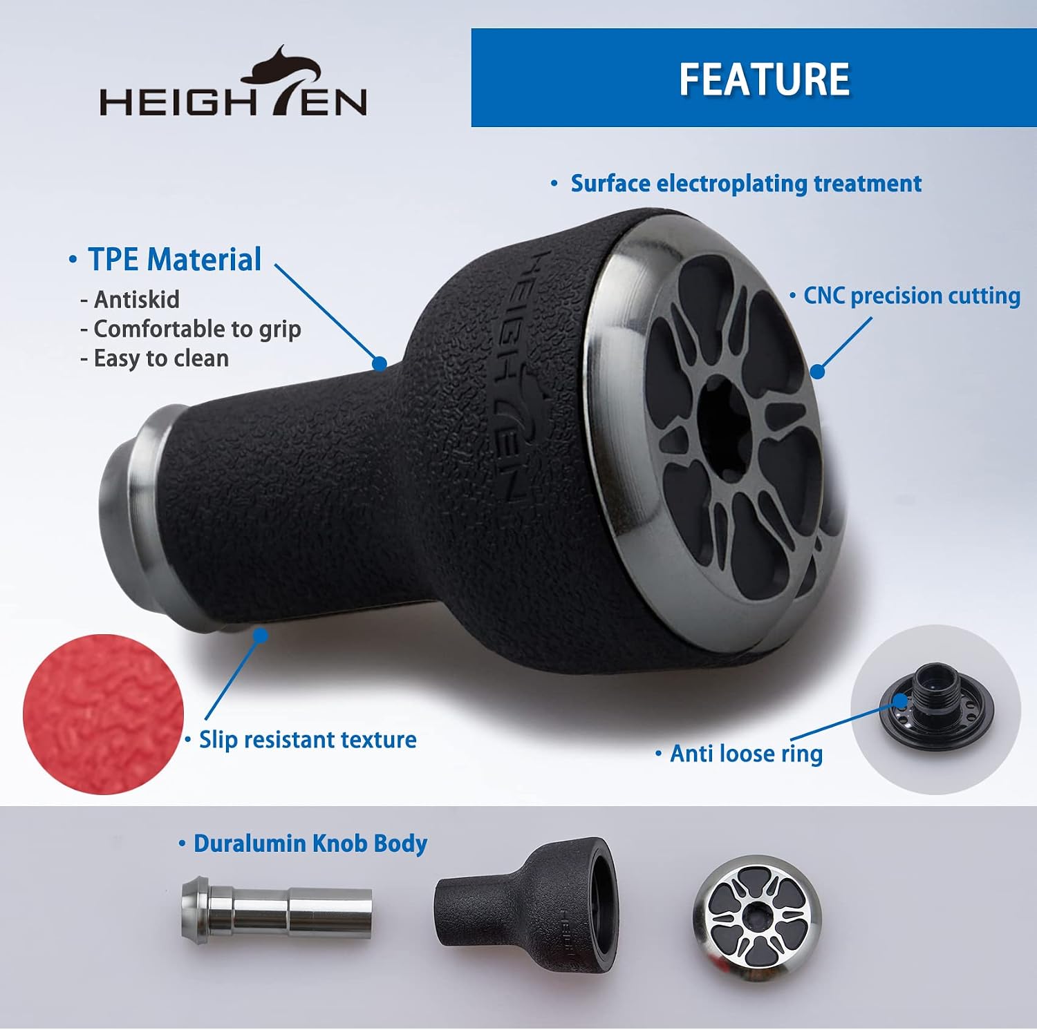 HEIGHTEN 24mm Fishing Reel Handle Knob for Shimano Daiwa Baitcasting Spinning Reel Stradic Vanford Sahara FI Tranx SLX Ballistic Exceler Tatula