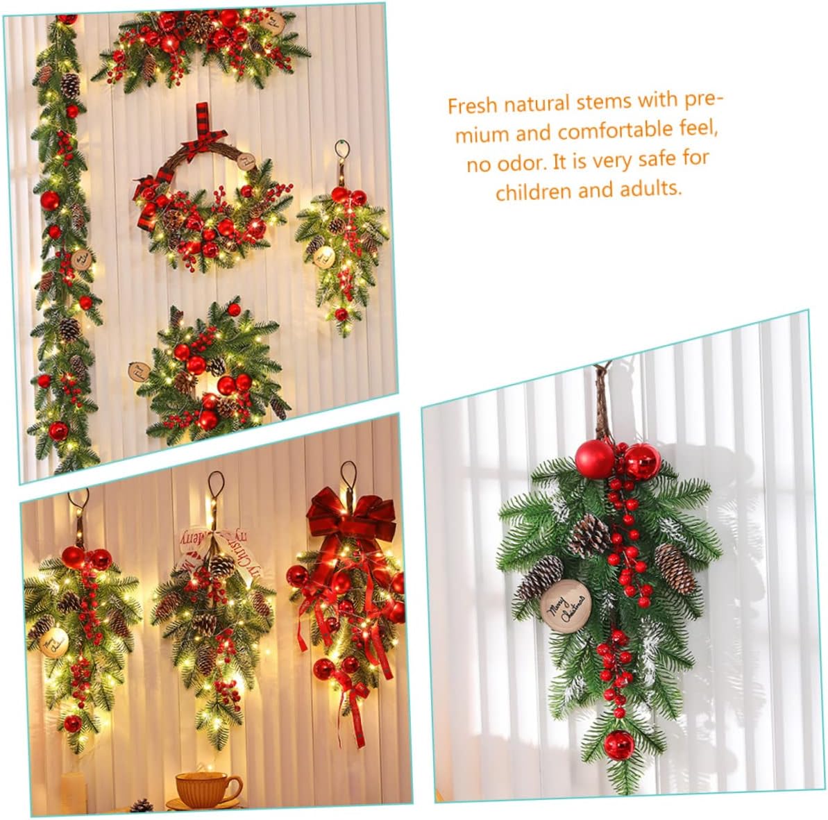 Alipis Christmas Swag Xmas Upside Down Hanging Decor for Stair Railing