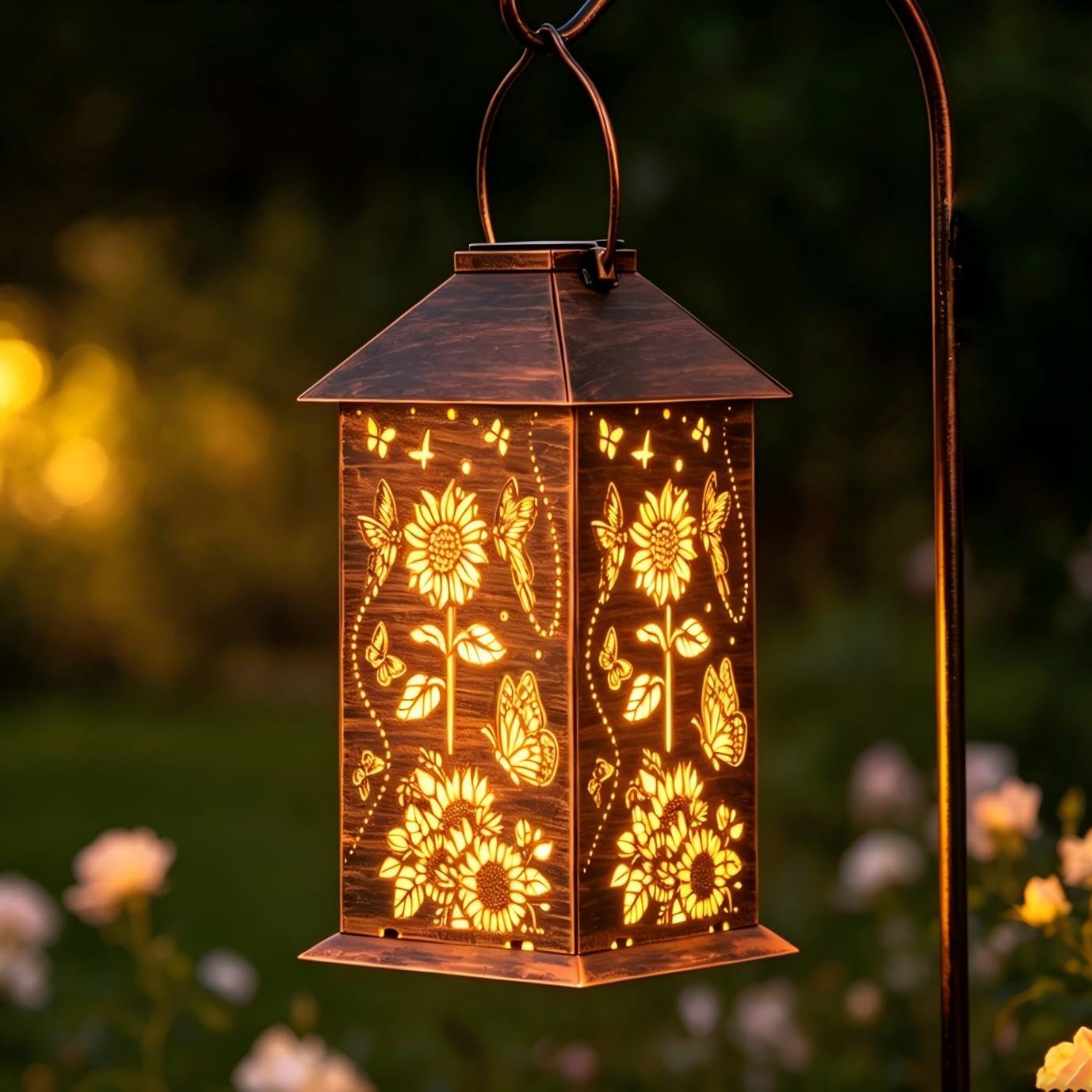 Hummingbird Solar Lantern Outdoor Waterproof Hanging Lights Hummingbird Garden Decor Birthdays Gifts for Women Mom Grandma Metal Decorative Solar LED Light for Patio, Yard, Pathway,Landscape
