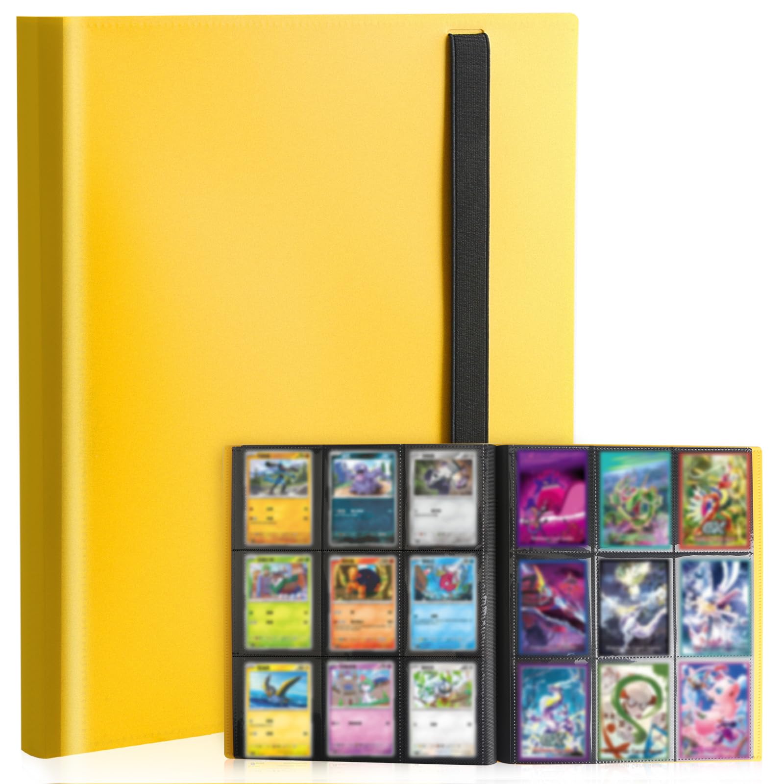 Card Binder 9-Pockets, Trading Card Binder,20 Pages, 360 Card Capacity Collection Binder, Card Folder for MTG, TCG, Game Cards & Sports Cards(Yellow)