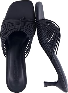 CUSHIONAIRE Quiz Kitten Heels for Women, Strappy Heeled Sandals with Cushioned Footbed, Slip On Open Toe Sandal