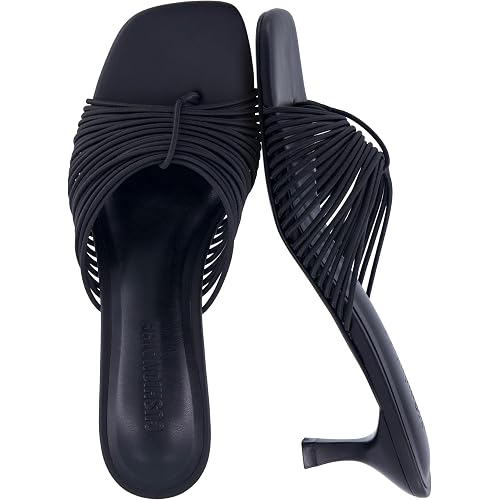 CUSHIONAIRE Quiz Kitten Heels for Women, Strappy Heeled Sandals with Cushioned Footbed, Slip On Open Toe Sandal