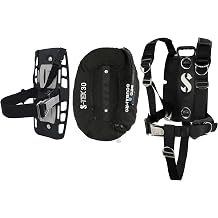 SCUBAPRO S-Tek Pro System for Technical Scuba Diving, Harness with Back Plate in Stainless Steel, Donut Wing 30 lbs/13 kg, Single Tank Adapter