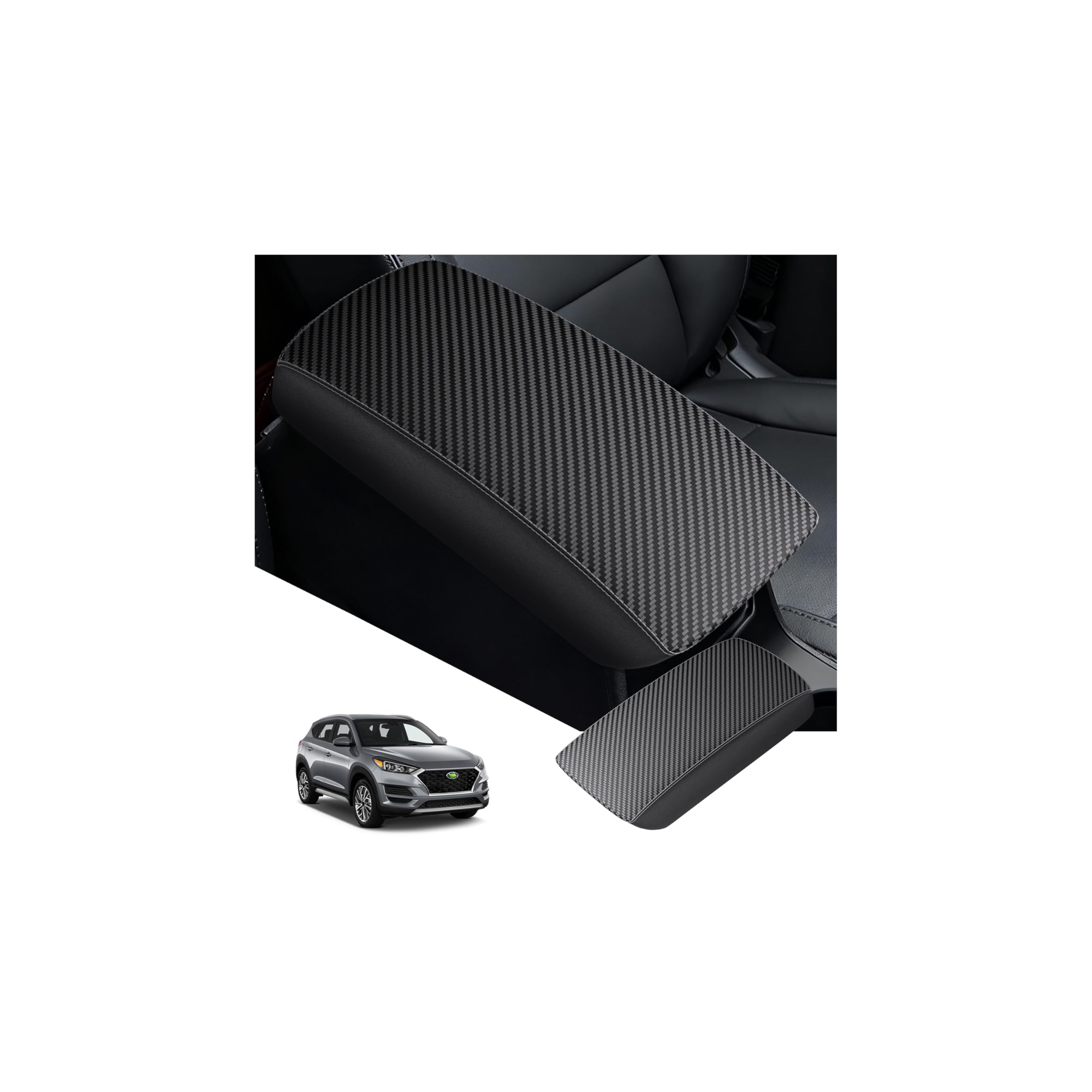 Autorder Custom Fit for Center Console Cover 2016-2021 Hyundai Tucson Accessories Carbon Fiber Armrest Covers Waterproof Anti-Scratch Center Console Protector Pad (Not for 2022 Tucson)