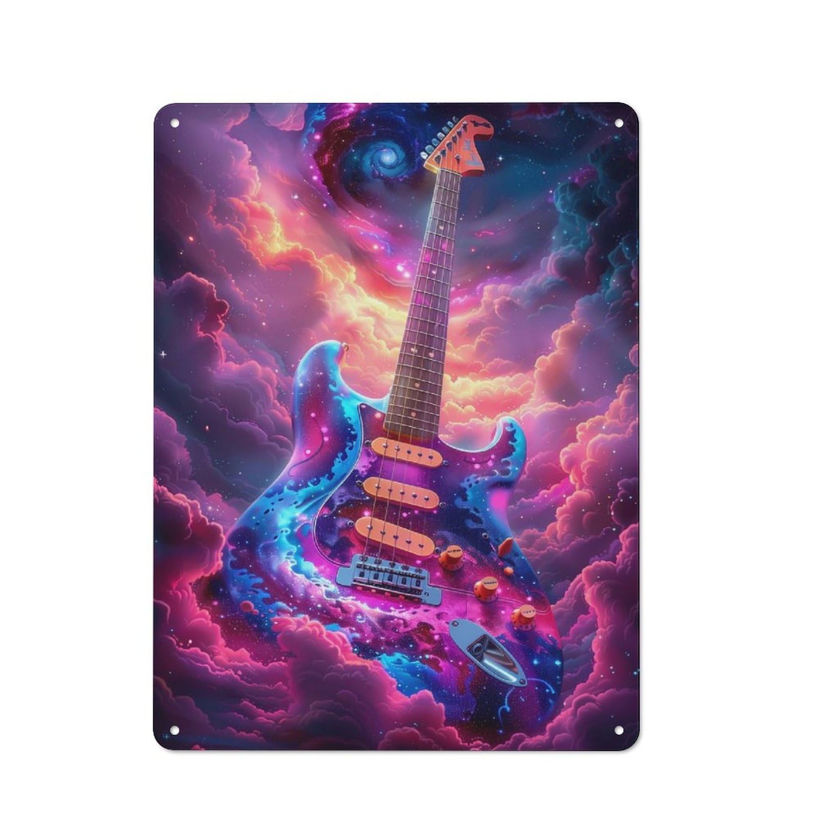Junmoney Cosmic Guitar Metal Wall Sign 40X30cm Featuring For Bar Or Restaurant, For Bar Decor Enthusiasts