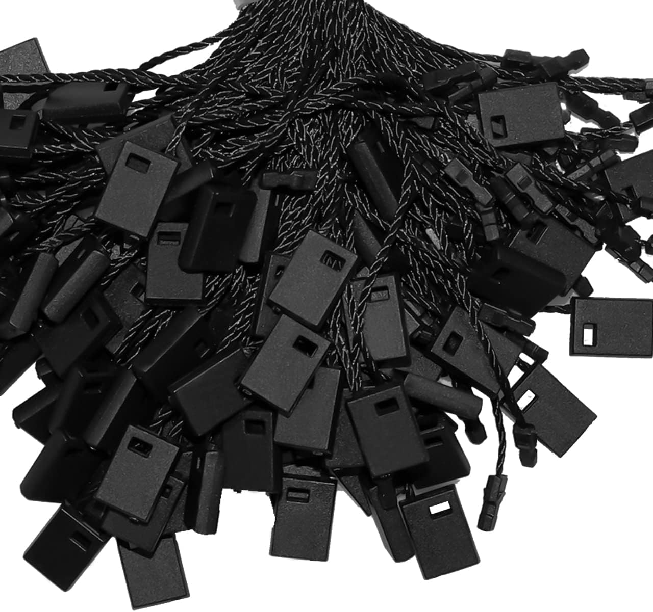 Hang Tag String Black 7" 2000Pcs Nylon Snap Lock Pin Loop Fastener Hook Ties Easy and Fast to Attach by JIKIOU