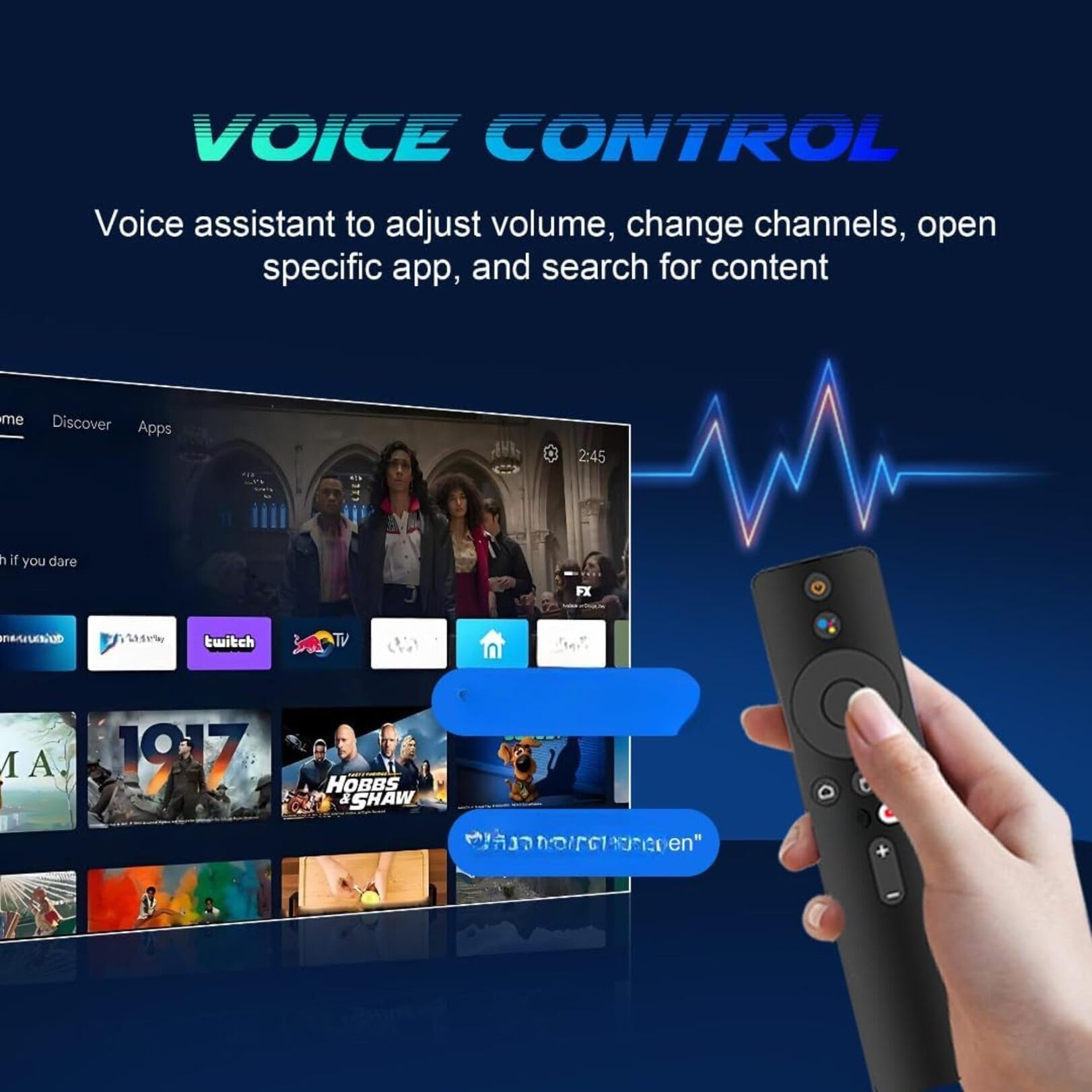 Android TV Stick 4K UHD con WiFi 6, Bluetooth 5.0 y Control por Voz | Convierte Cualquier TV en Smart TV | Compatible con Apps de Streaming | HDMI | Reproductor Multimedia..