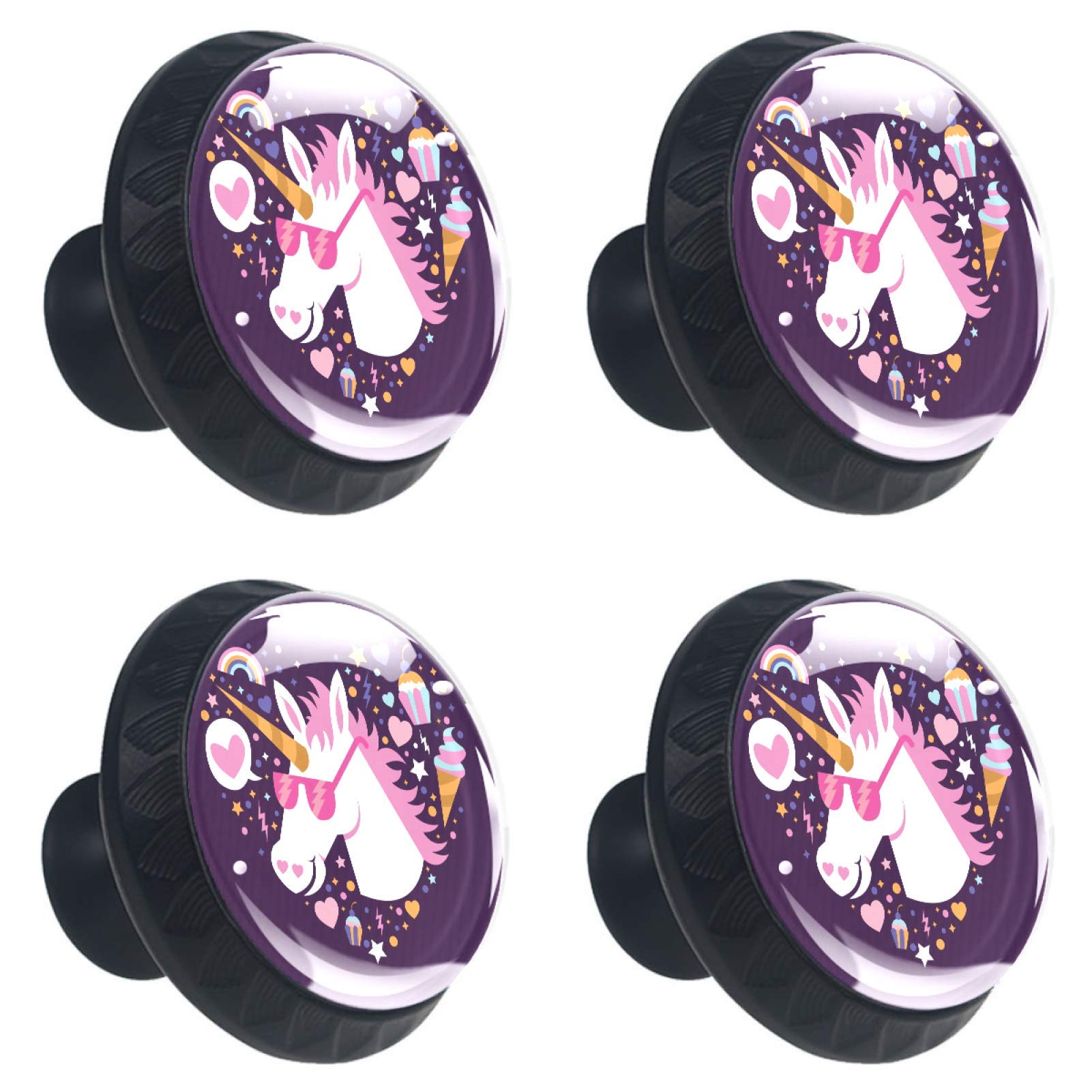 Poignée de tiroir cristal licorne 30mm coeur pour armoire enfant