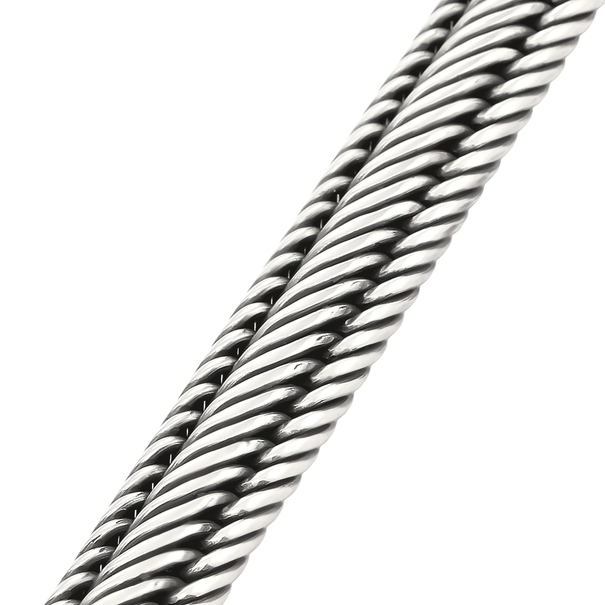 Kuzzoi Pulsera de buda para hombre hecha a mano de plata de ley 925 oxidada (10 mm) con cierre de caja, longitud 19 cm – 23 cm, 0207651725