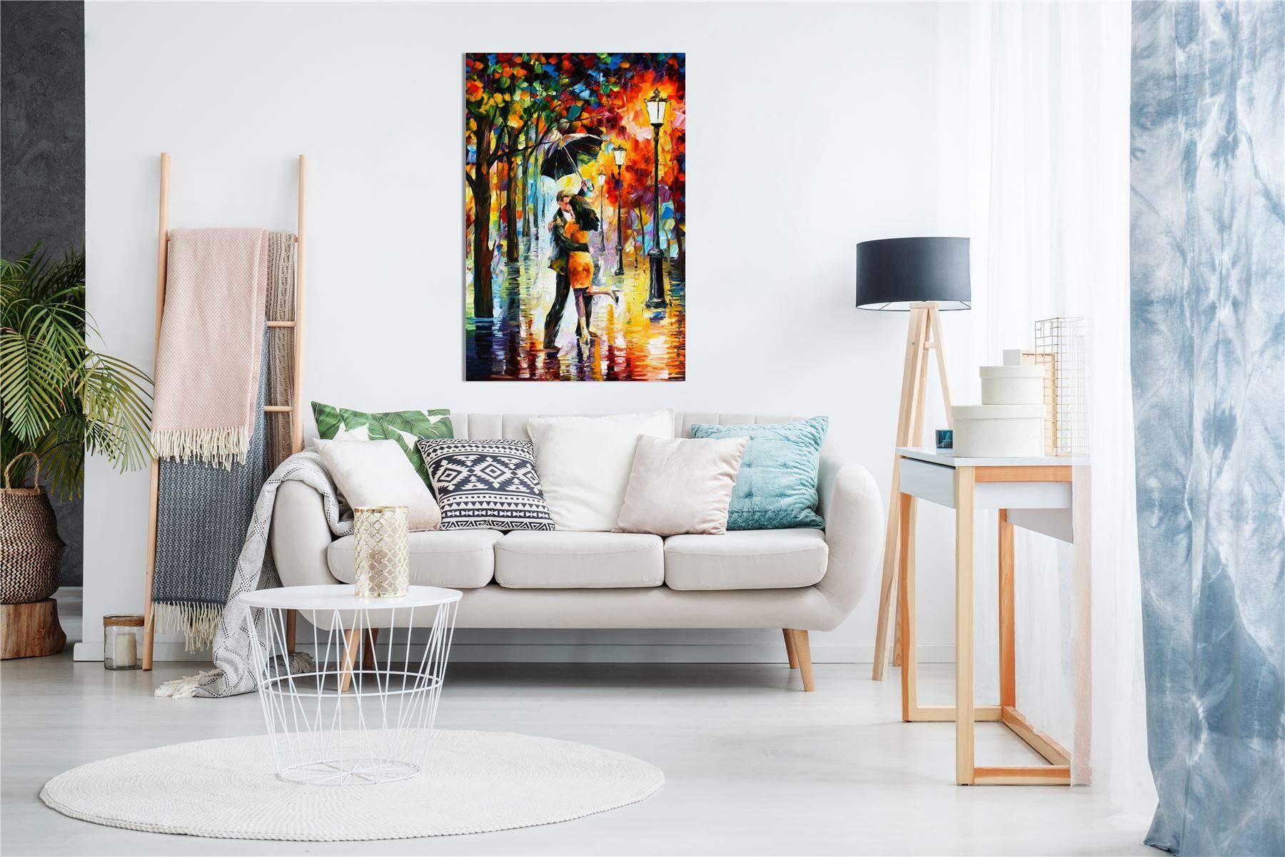 Leonid Afremovღ Peinture à l'huile abstraite Art mural Décoration de la maison, Dance Under the Rain, 91x61cm (36x24in)