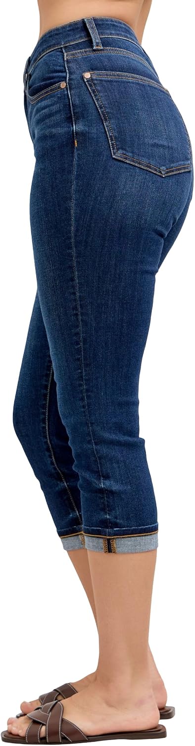 Judy Blue Women's High Rise Cuffed Capri Jeans