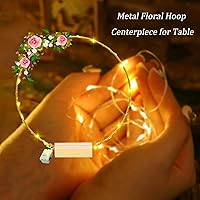 Vista 3 de Centros de mesa decorativos 10 piezas de 12 pulgadas, aros florales de metal para centros de mesa de boda para mesas con luces. Anillos de aro