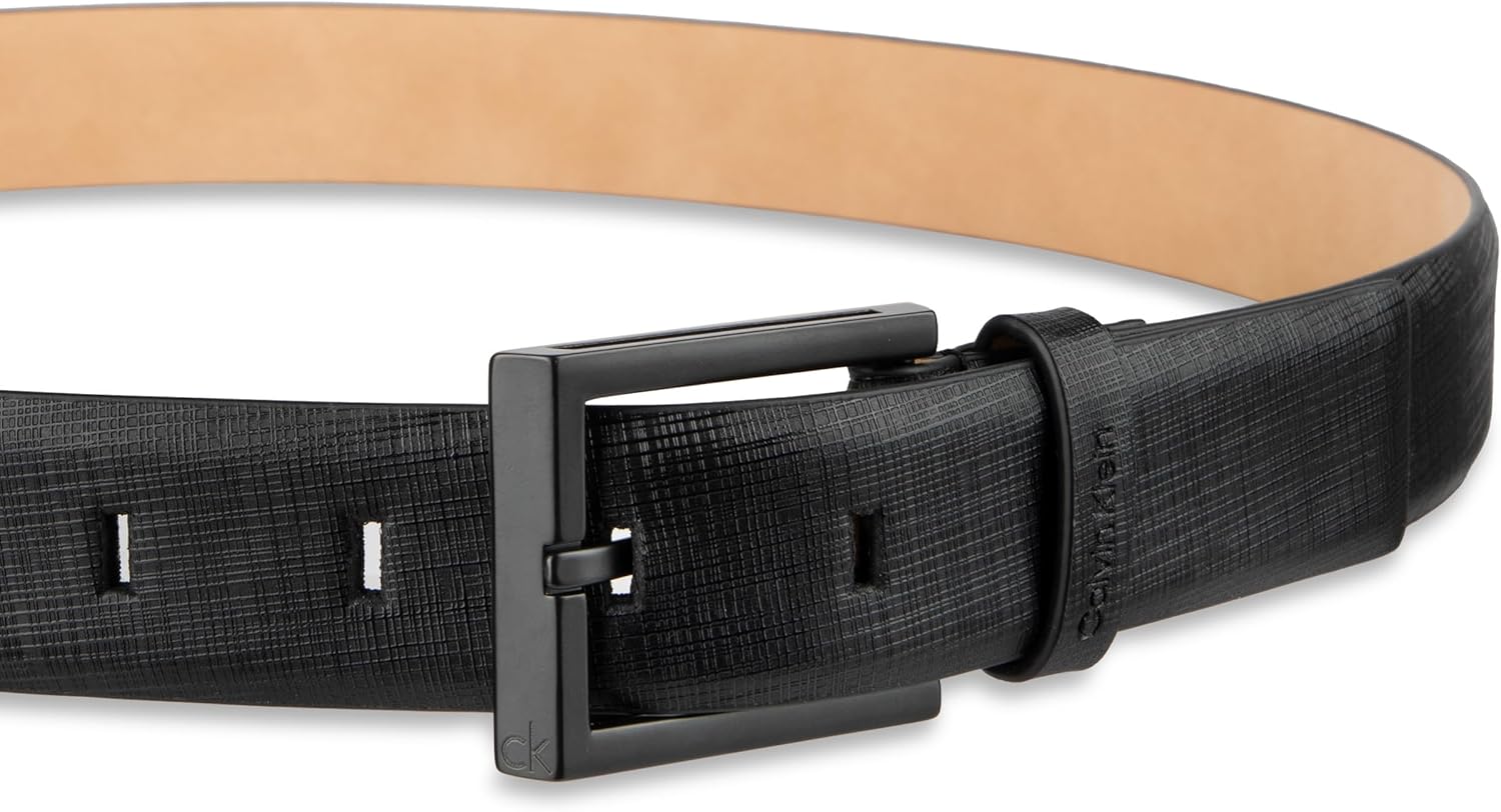 Calvin Klein Men's Leather Dress Belt - Sleek Modern Style for Business & Everyday Wear