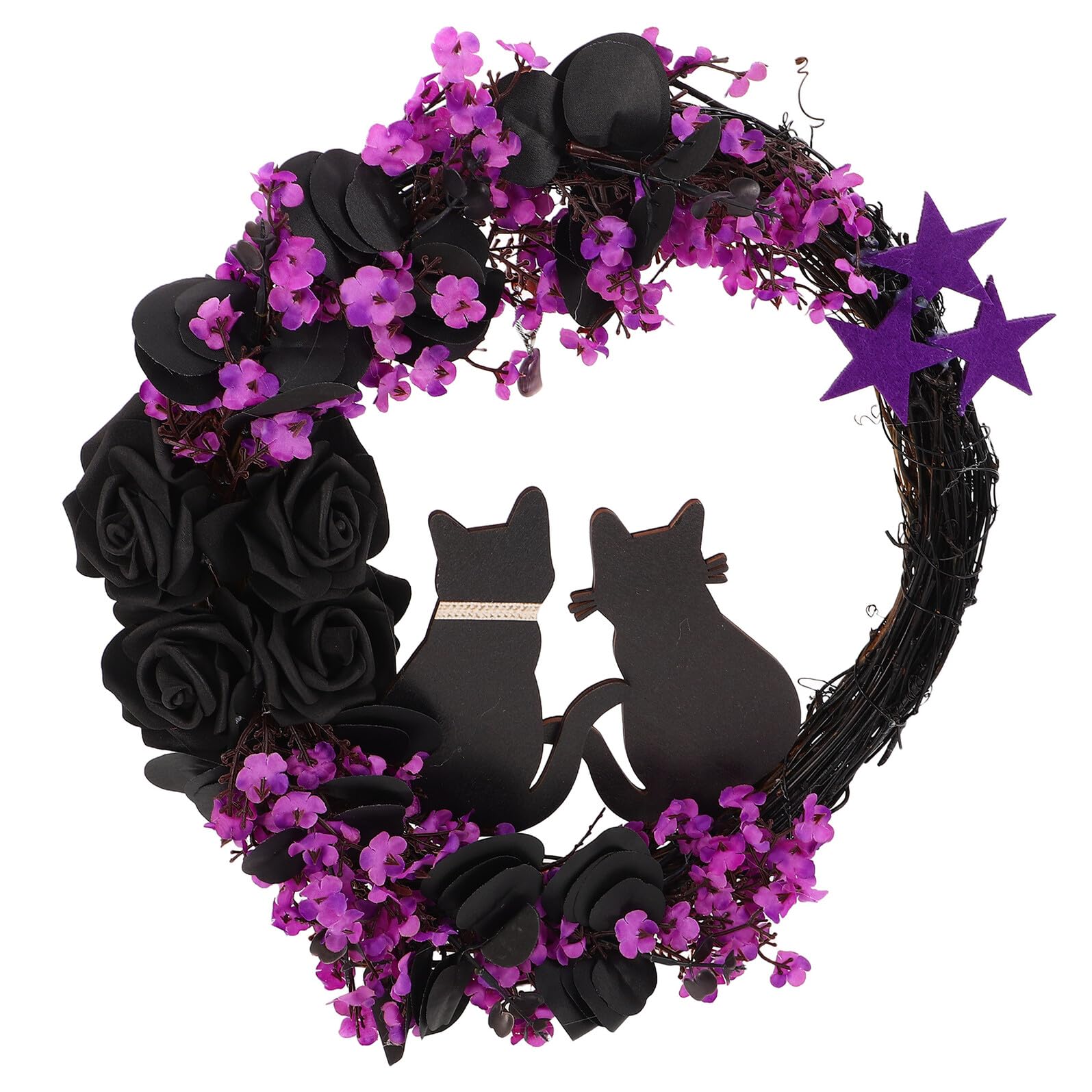 Couronne Halloween lune chat noir de porte design automne unique