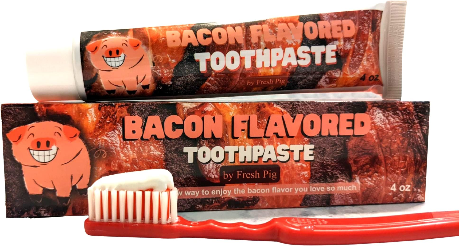 Bacon Flavored Toothpaste - Gift Ideas for Bacon Lovers Funny Gag Gifts Under 10, Coworkers White Elephant Gifts for Adults Fluoride Free Christmas Stocking Stuffers Gift for Men