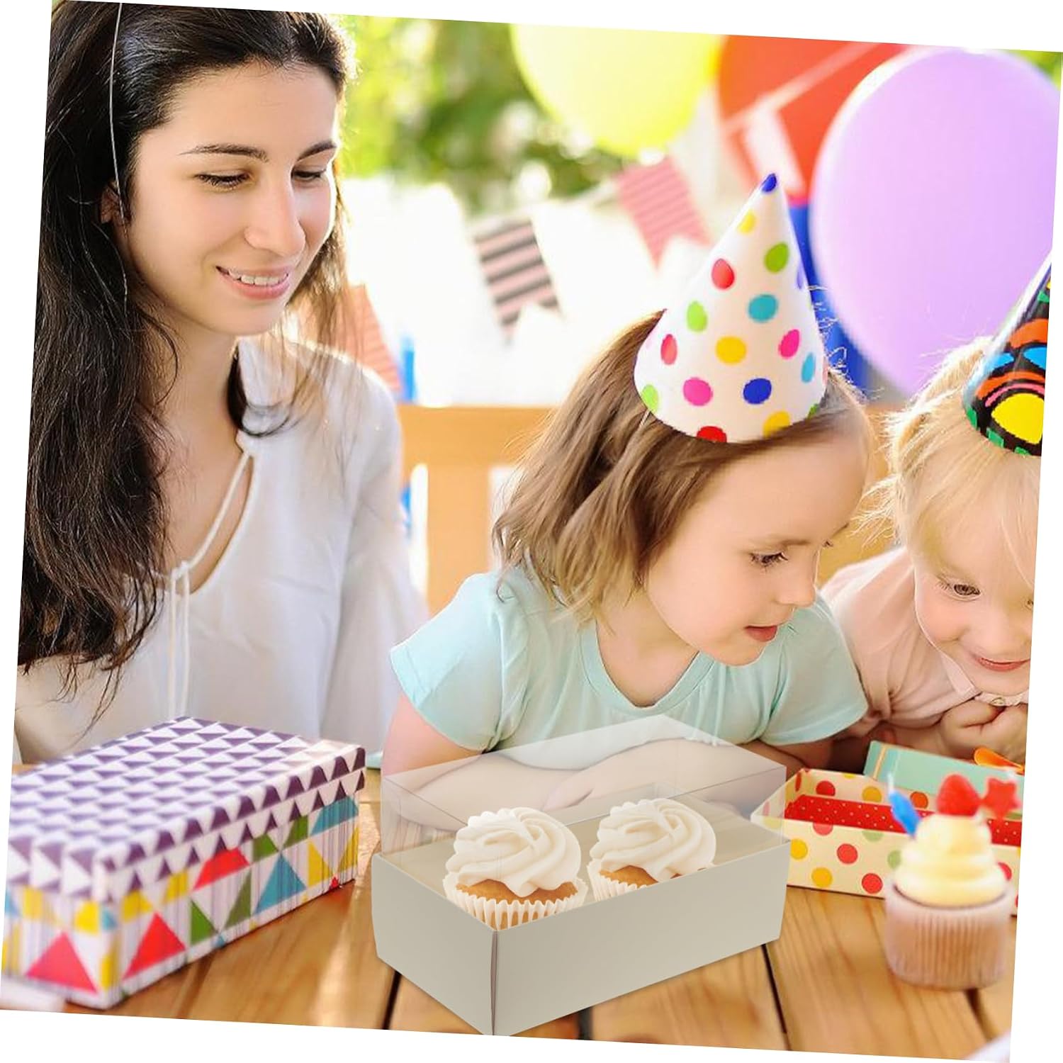 FELTECHELECTR 5pcs PET Cake Wrapping Boxes for Dessert Packing